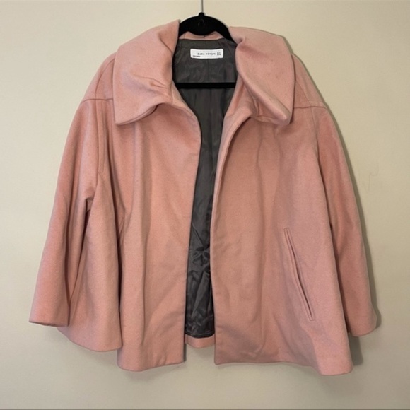 Zara Woman pink swing coat one button wool blend size small - Picture 3 of 13